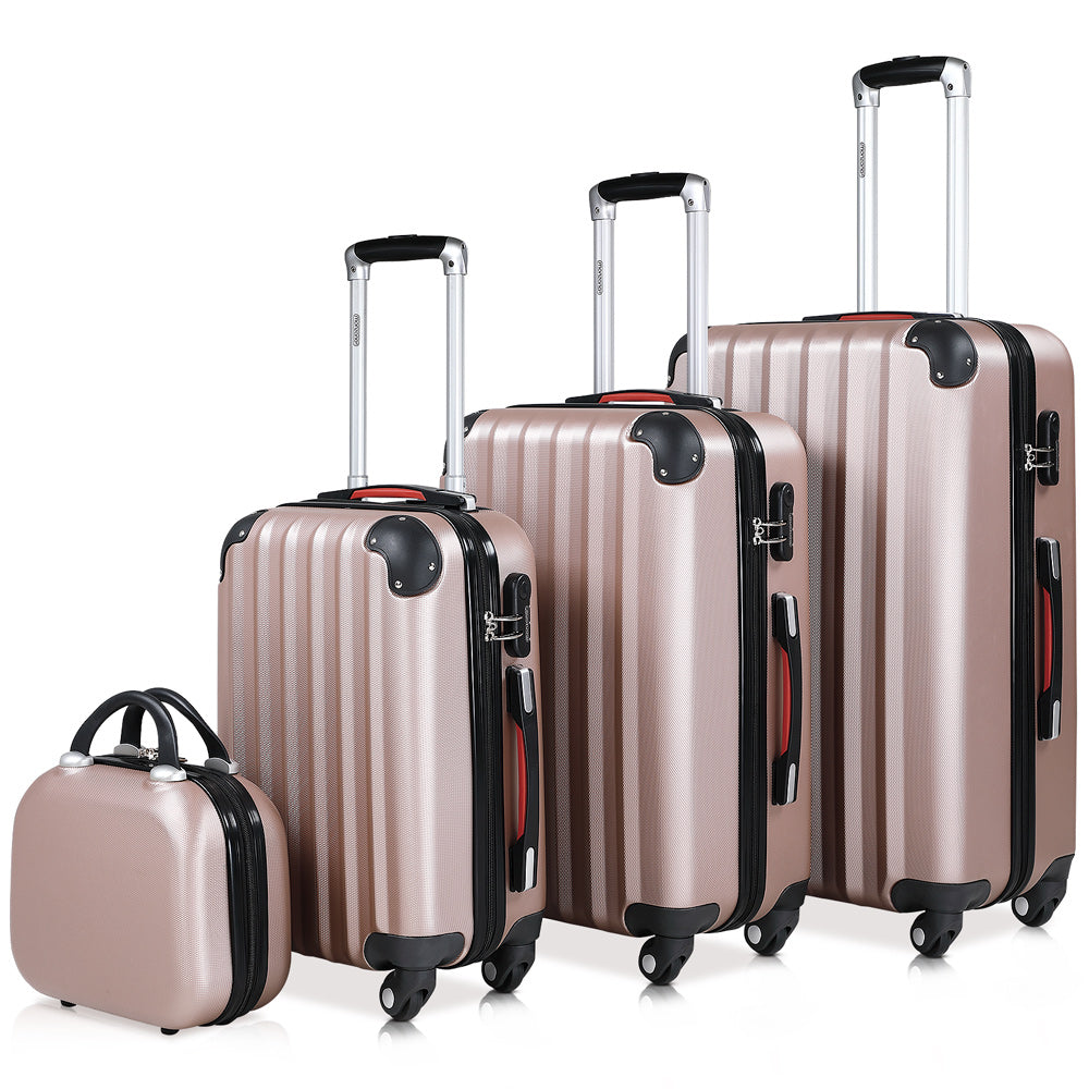 Ensemble de valises de voyage Nancy's West Concord - 4 pièces - Étui rigide - Sangles supplémentaires - Poche pratique en filet - ABS