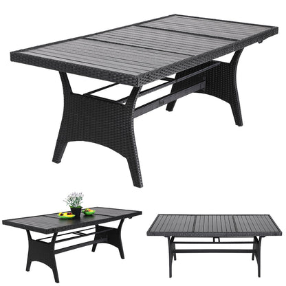 Nancy's Hatboro Tuintafel - WPC Tafel - Polyrotan - Tuinmeubel - 190 x 70 x 75 cm