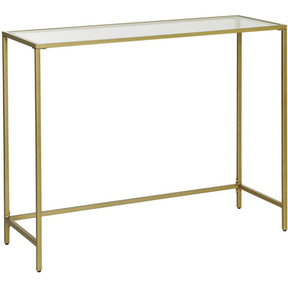 Nancy's Brighton Coffee Table - Rectangular Glass Table - Golden Iron Frame - Side Table - Adjustable Legs - 100 x 35 x 80 cm (W x L x H)
