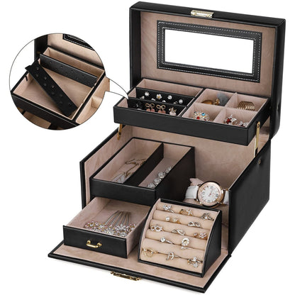 Nancy's Jewelry Box Persey - Organisateur de bijoux - Boîtes à bijoux - Faux cuir - Noir