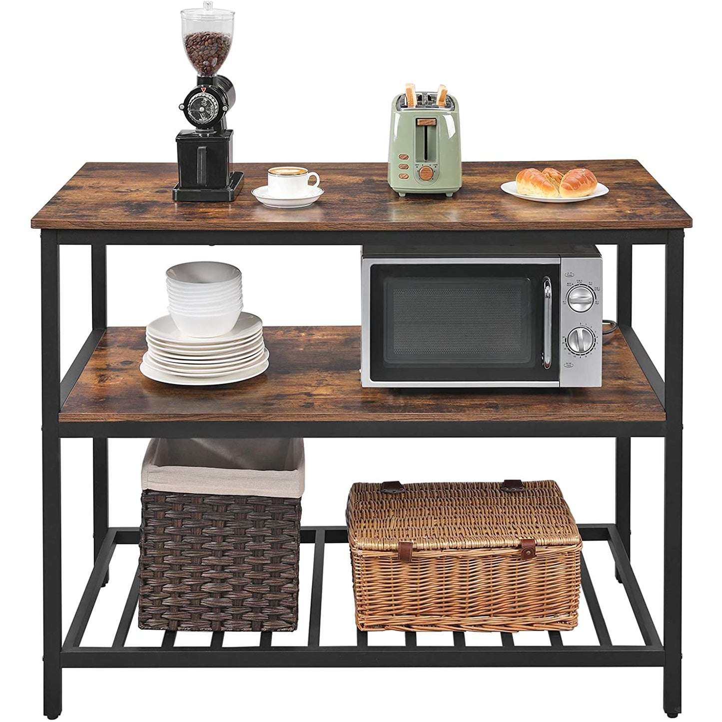 Armoire de cuisine Nancy's Gordons - Étagère de cuisine - Armoires de cuisine - Étagère sur pied avec étagères - Industriel - Marron/Noir - 120 x 60 x 90 cm