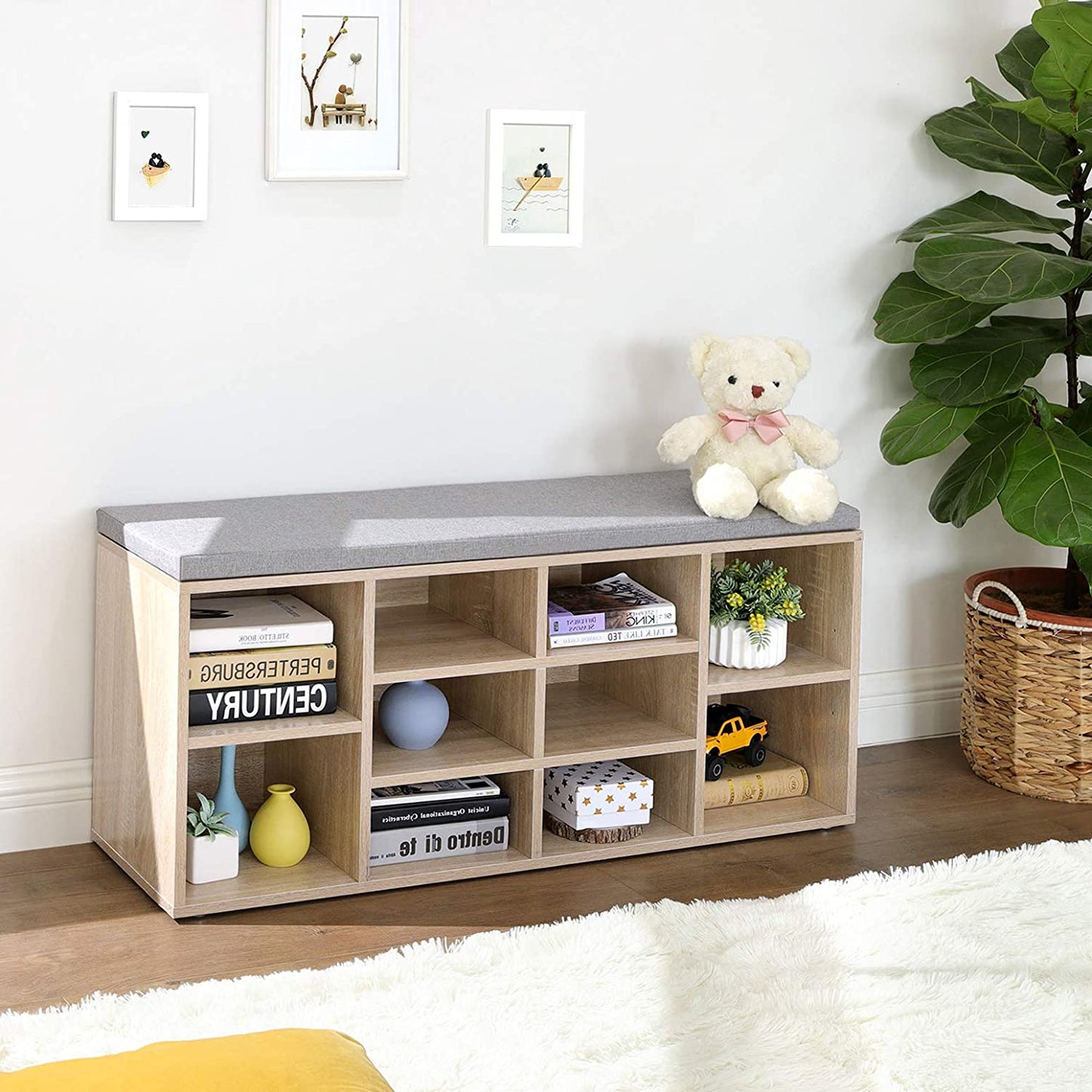 Nancy's Nowra Shoe Cabinet With Bench - Bench - 10 Pairs of Shoes - 104 x 48 x 30 cm