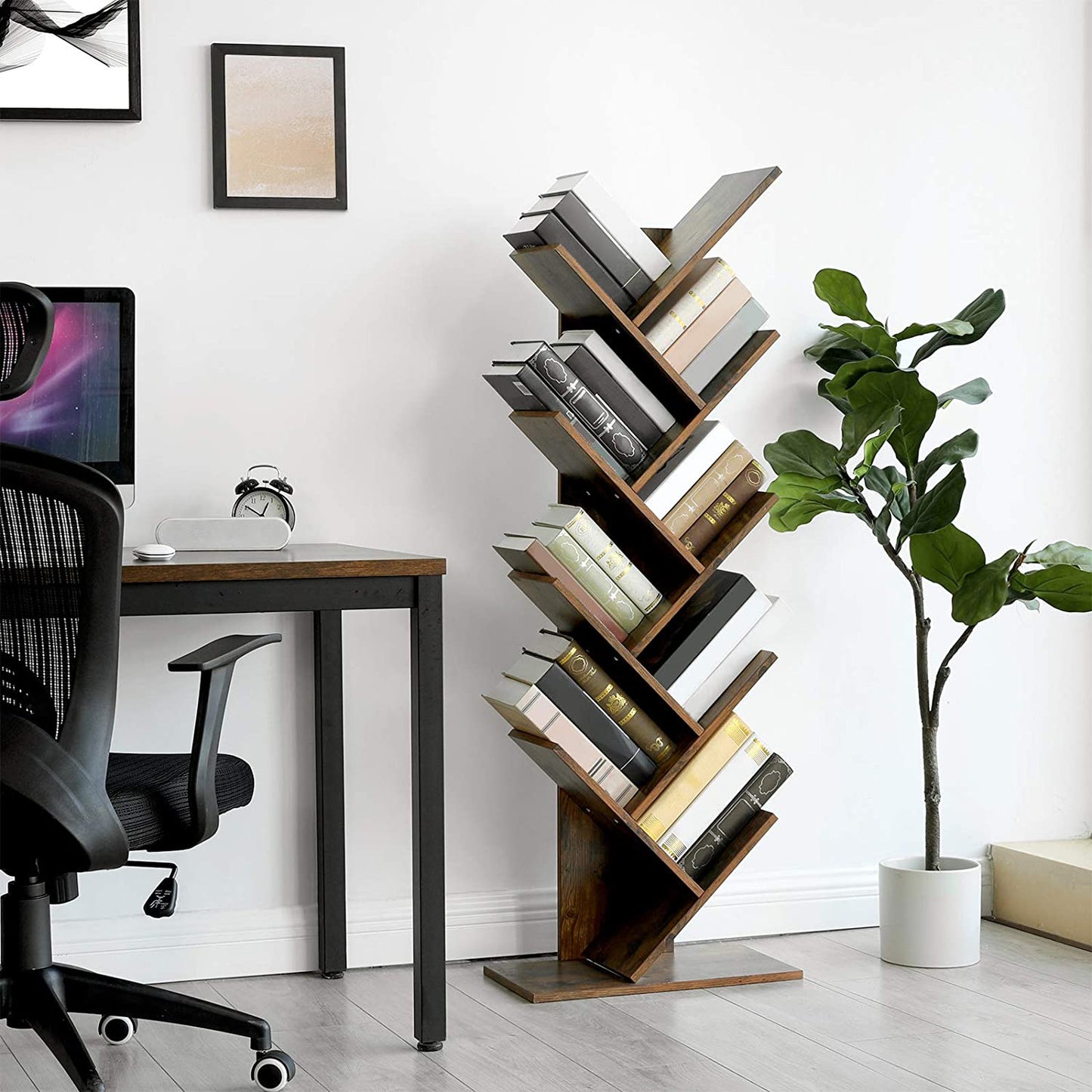 Nancy's Yarm Boekenkast - Boekenregaal - Wandkast - Opbergkast - Bruin - ± 50 x 25 x 140 cm