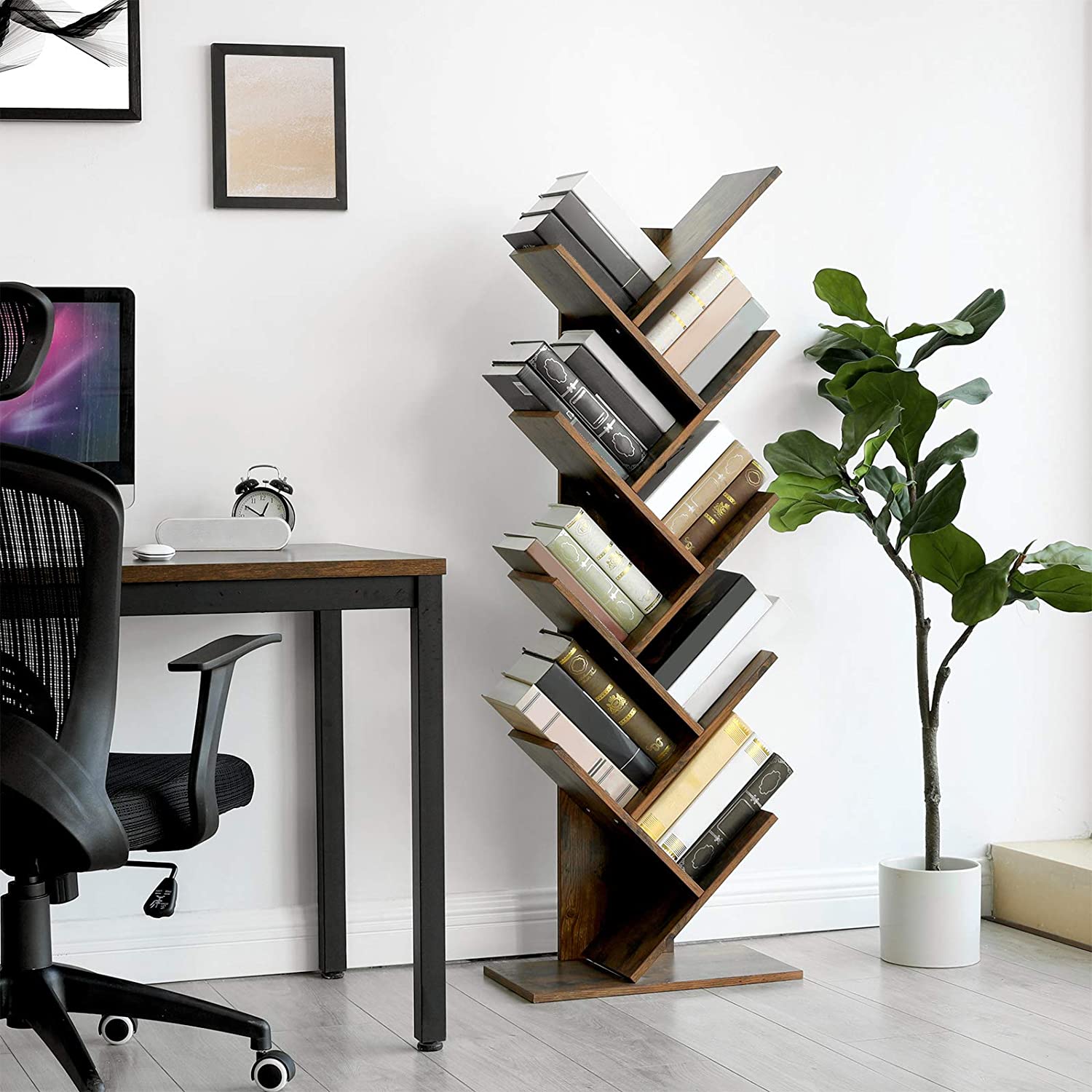 Nancy's Yarm Boekenkast - Boekenregaal - Wandkast - Opbergkast - Bruin - ± 50 x 25 x 140 cm