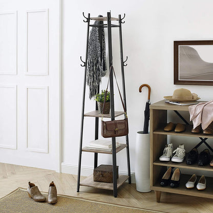 Nancy's Bremerton Coat Rack Standing - Porte-manteaux - Industriel - Métal - Bois - Gris - 45 x 45 x 181 cm