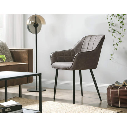 Nancy's Okanogan Eetkamerstoel - Moderne en Elegante Vrijetijdsstoel - Eetkamerstoelen - Metalen Poten - Grijs - 62,5 x 60 x 85 cm (L x B x H)