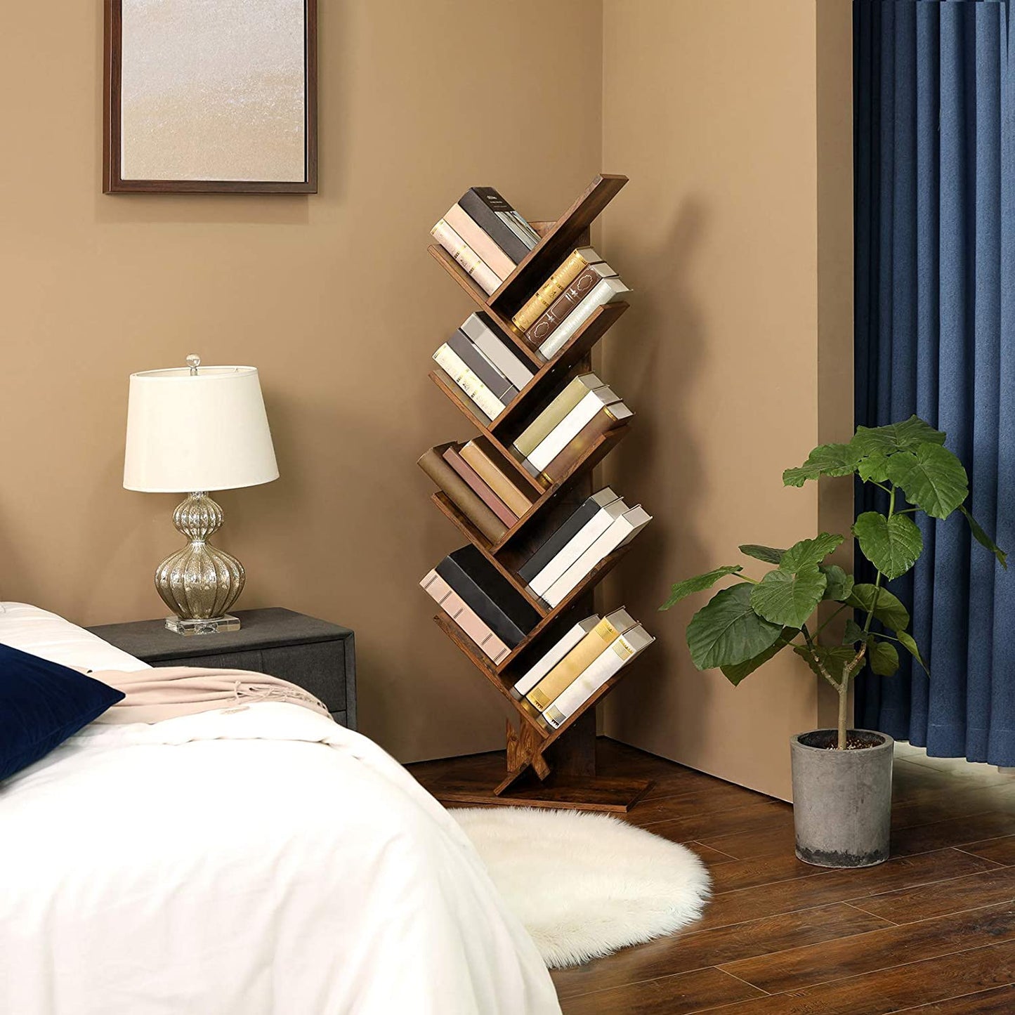 Nancy's Yarm Boekenkast - Boekenregaal - Wandkast - Opbergkast - Bruin - ± 50 x 25 x 140 cm