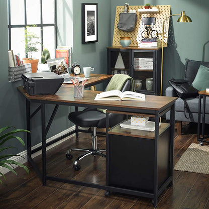 Bureau d'angle Nancy's Lenox Hill 2 - Table de travail - Table de bureau - Bureaux - Marron/Greige - Noir - 149 x 149 x 75 cm