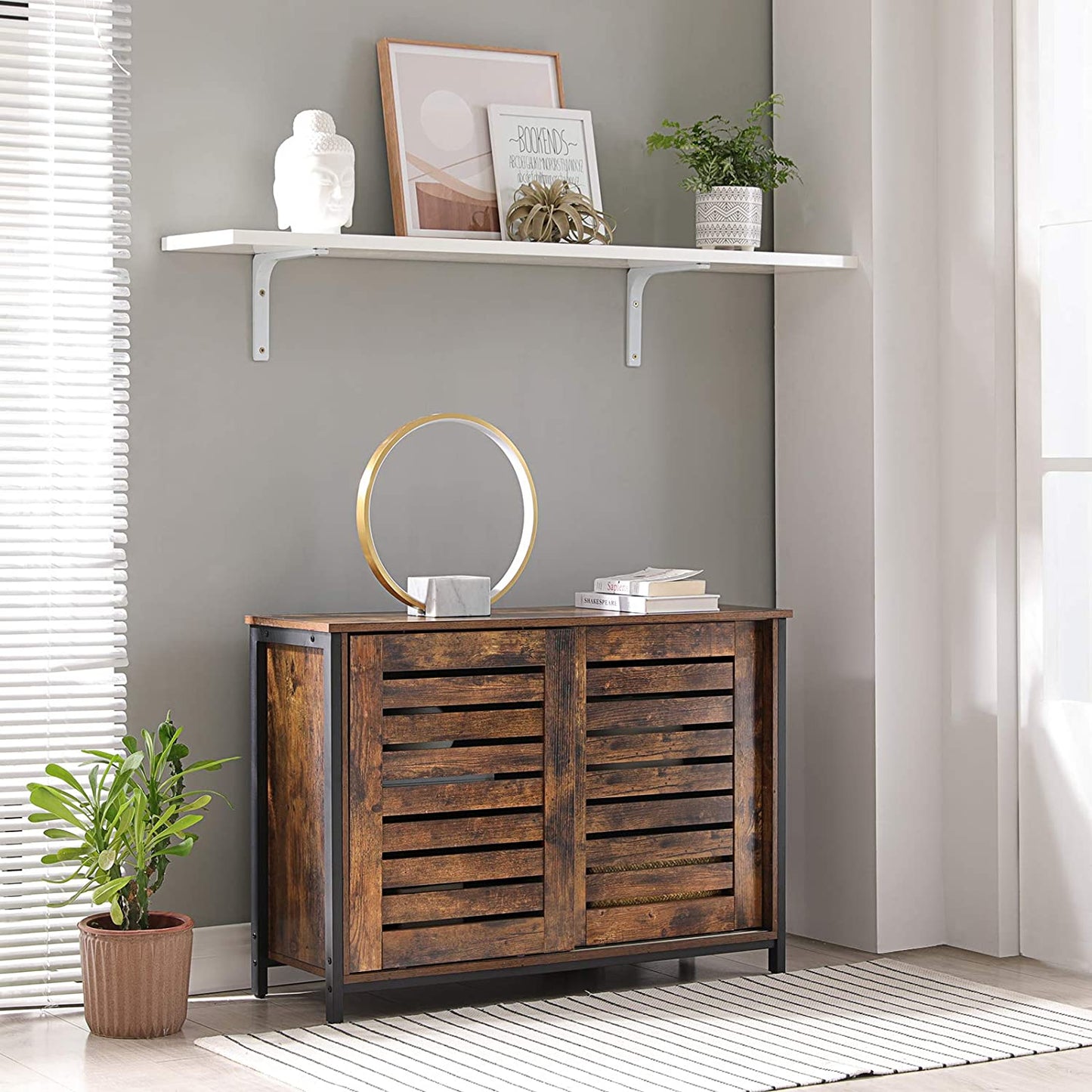 Nancy's Bristol Opbergkast - Commode Kasten - Industriële Kast - Dressoir - Kast met 2 Planken en 2 Deuren - 100 x 35 x 70 cm L x B x H