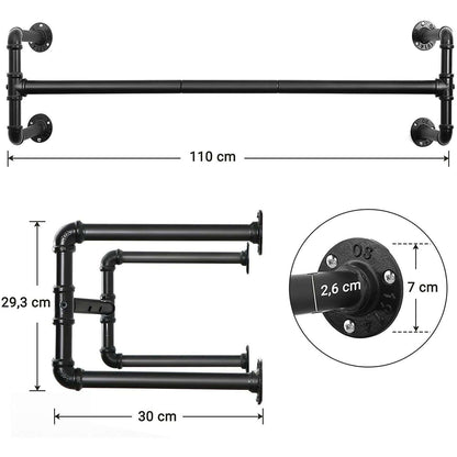 Porte-vêtements industriel Sonora de Nancy au mur - Porte-manteau mural - Portants à vêtements - 110 x 30 x 29,3 CM