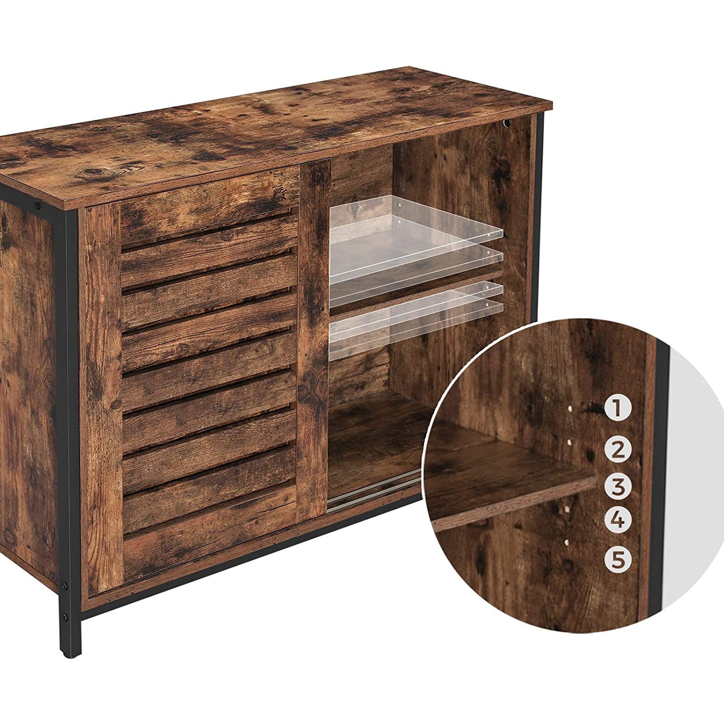 Nancy's Bristol Opbergkast - Commode Kasten - Industriële Kast - Dressoir - Kast met 2 Planken en 2 Deuren - 100 x 35 x 70 cm L x B x H