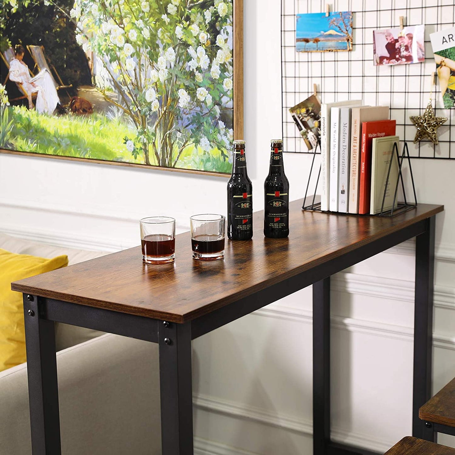 Nancy's Wooden Bar Table - Vintage Kitchen Table - Kitchen Bar Tables - High Desk - Industrial - Wood &amp; Metal - 120 x 40 x 100 cm