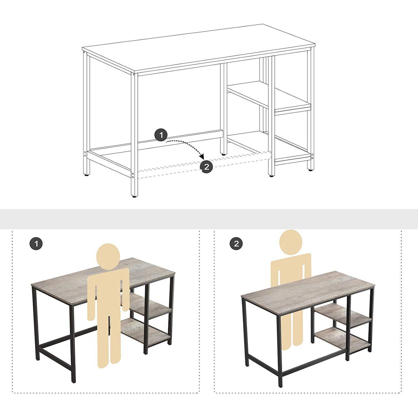 Nancy's Rockefeller Center 2 Bureau - Industriële Werktafel - Vintage Tafel - Bureaus - 120 x 75 x 60