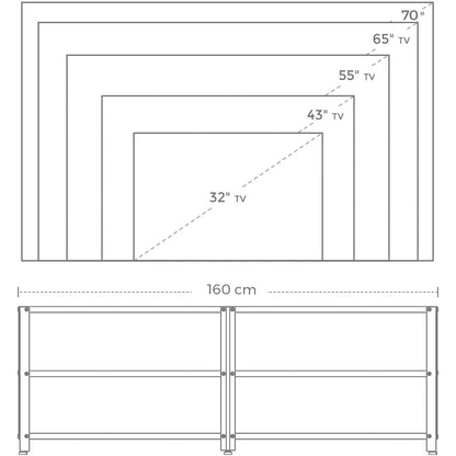 Nancy's Garfield Tv Meubel - Tv Meubels - Tv Kast Industrieel - Salontafel - Bruin - 160 x 39.2 x 50 cm (L x B x H)