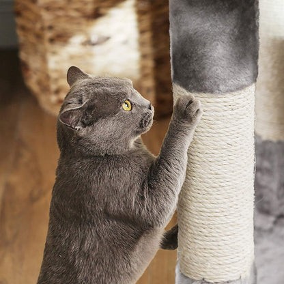 Nancy's Krabpaal Voor Katten - Kattenboom - Grijs - Inclusief Hangmat - 154cm Hoog