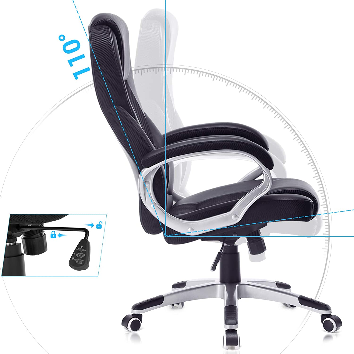 Nancy's Brooklyn Bureaustoel - Luxe Design Stoel - Ergonomische Directiestoel - Kunstleer - 150 KG Belasting