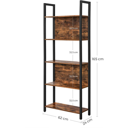 Nancy's Gordons Boekenrek - Boekenkast Industrieel - Keukenast - Ladderkast 5 Laags - 62 x 24 x 165 cm