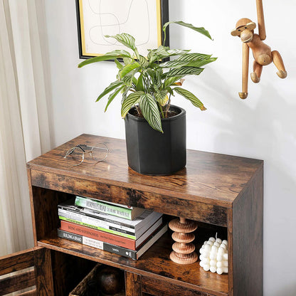 Nancy's Oakland Bijzetkast - Commode Kasten - Industriële Opberkast - Badkamerkast - Kast met 4 Planken en 2 Deuren - 60 x 30 x 80 cm