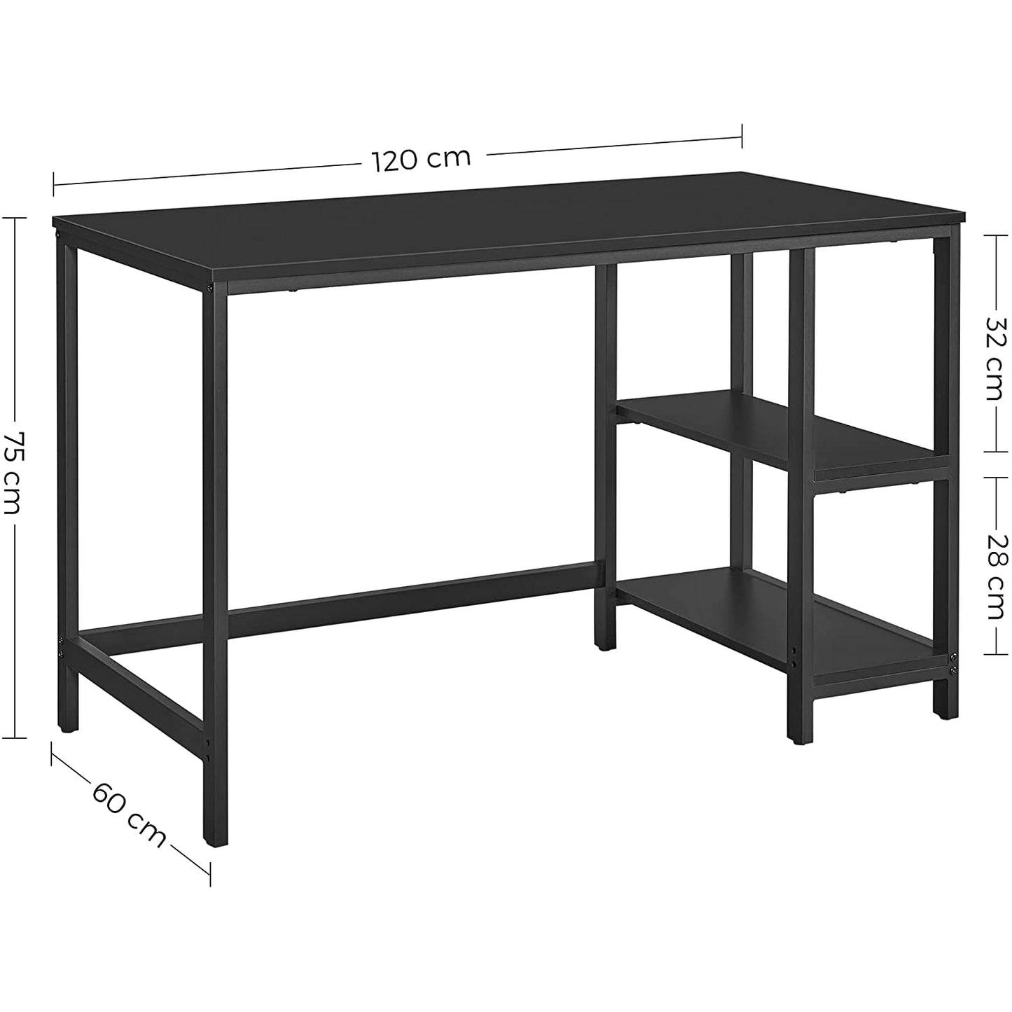 Nancy's Runada Bureau - Computertafel - Kantoortafel - Grijs / Zwart - 50 x 100 x 75 cm