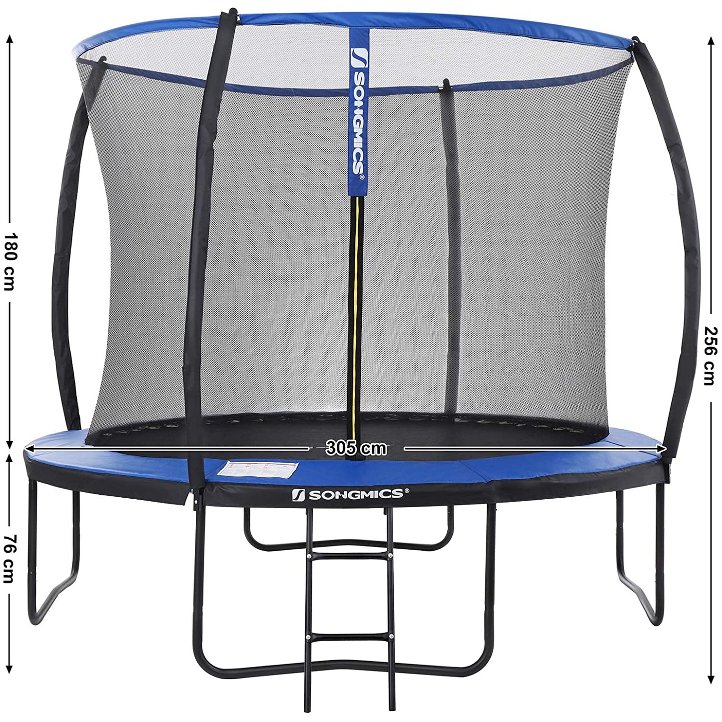 Nancy's Trampoline With Safety Net - Trampolines - Garden - Ladder - Padded Bars - Black/Blue - Ø 305