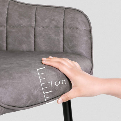 Nancy's Okanogan Eetkamerstoel - Moderne en Elegante Vrijetijdsstoel - Eetkamerstoelen - Metalen Poten - Grijs - 62,5 x 60 x 85 cm (L x B x H)