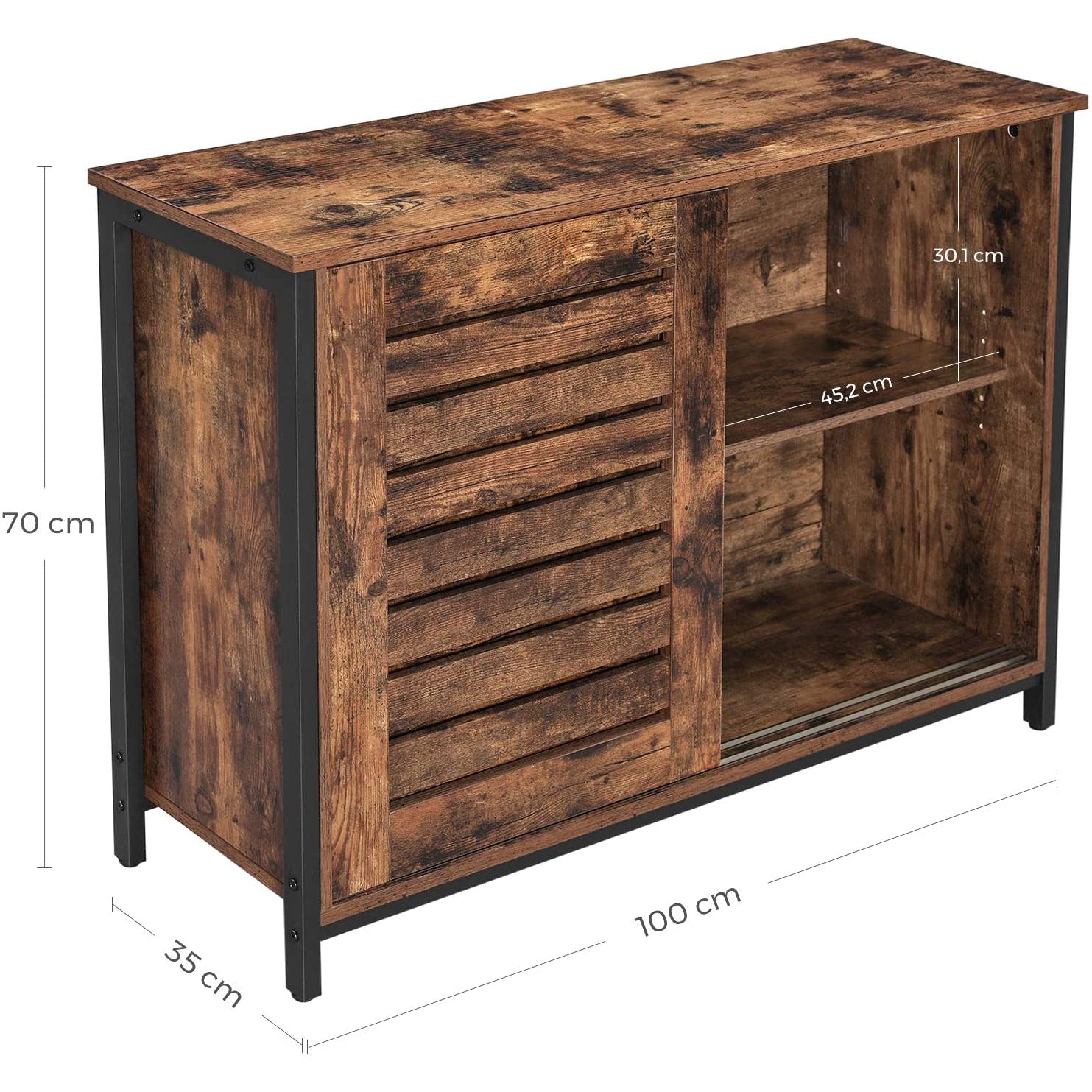 Nancy's Bristol Opbergkast - Commode Kasten - Industriële Kast - Dressoir - Kast met 2 Planken en 2 Deuren - 100 x 35 x 70 cm L x B x H