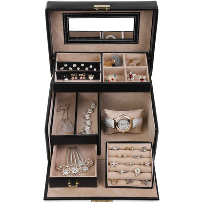 Nancy's Jewelry Box Persey - Organisateur de bijoux - Boîtes à bijoux - Faux cuir - Noir