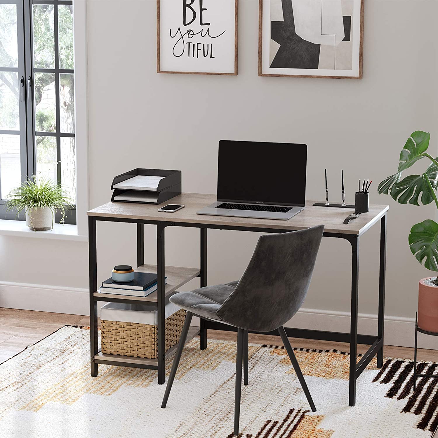 Nancy's Runada Bureau - Computertafel - Kantoortafel - Grijs / Zwart - 50 x 100 x 75 cm