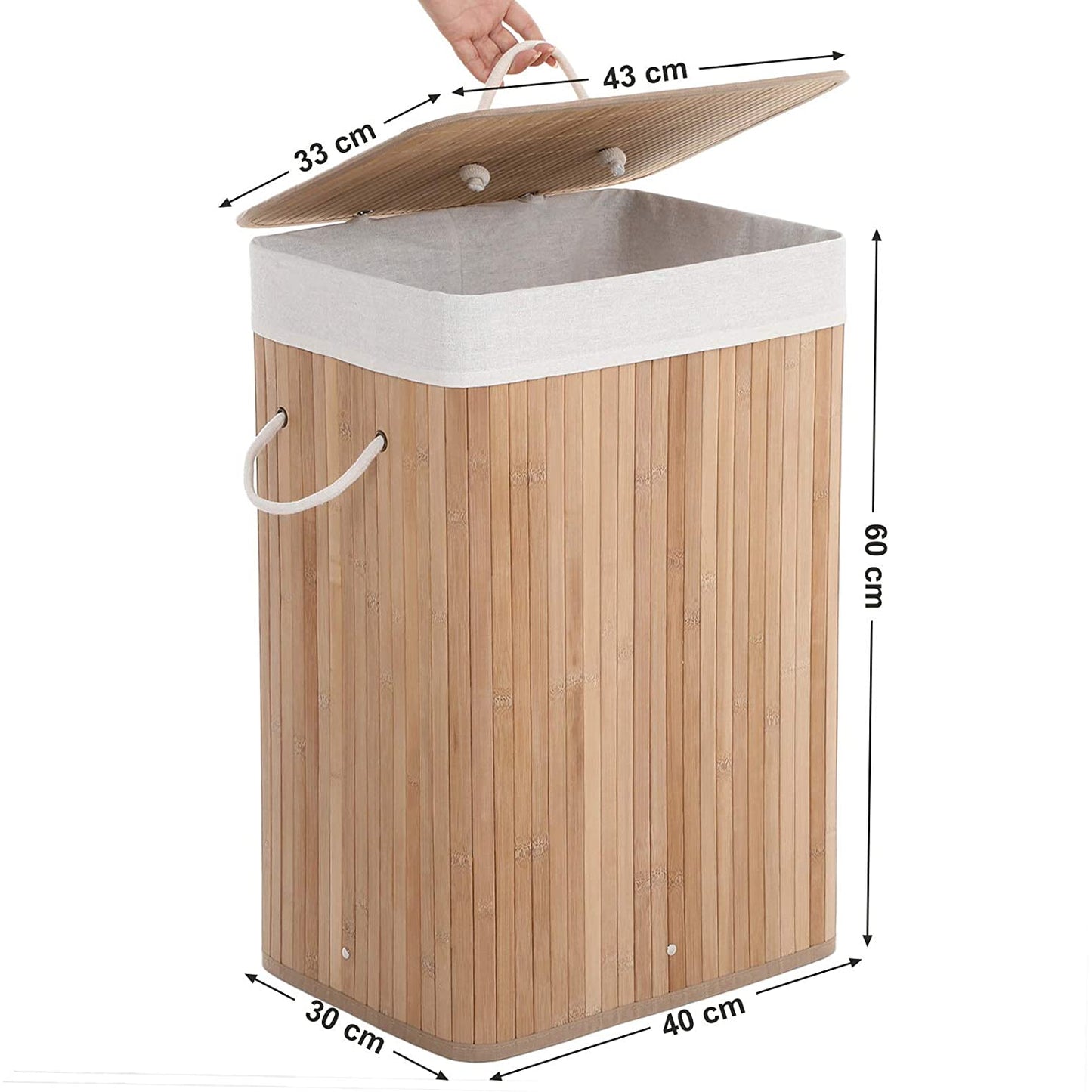 Nancy's Bamboo Laundry Basket - Foldable Storage Basket - 72 Liters - 40 x 30 x 60 cm