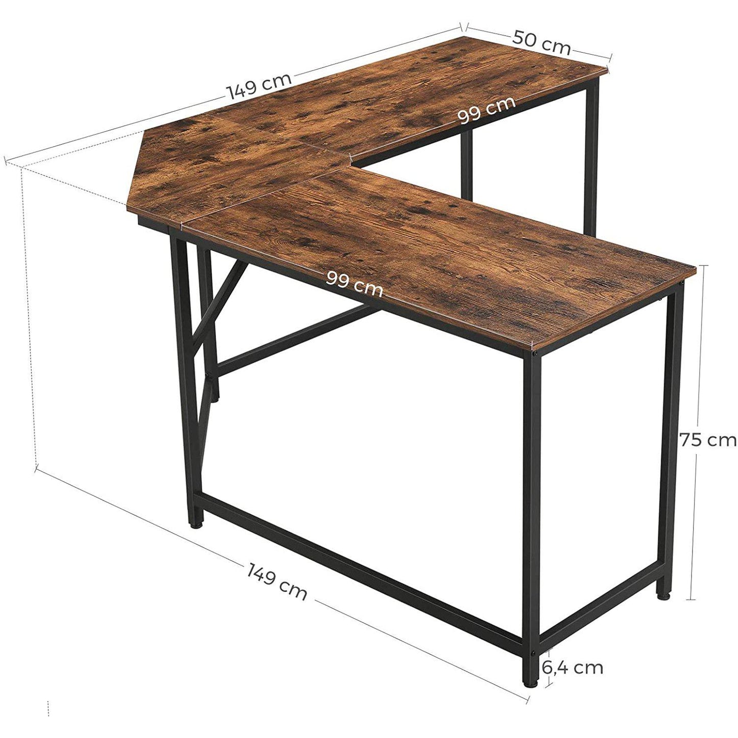 Bureau d'angle Nancy's Lenox Hill 2 - Table de travail - Table de bureau - Bureaux - Marron/Greige - Noir - 149 x 149 x 75 cm