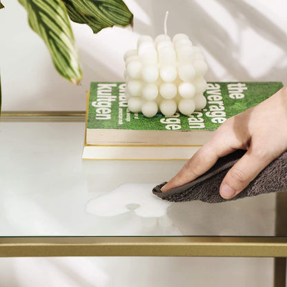 Nancy's Brighton Sidetable - Rechthoekige Glazen Tafel - Goud - Staal - Bijzettafel - Verstelbare Poten - 100 x 35 x 80 cm