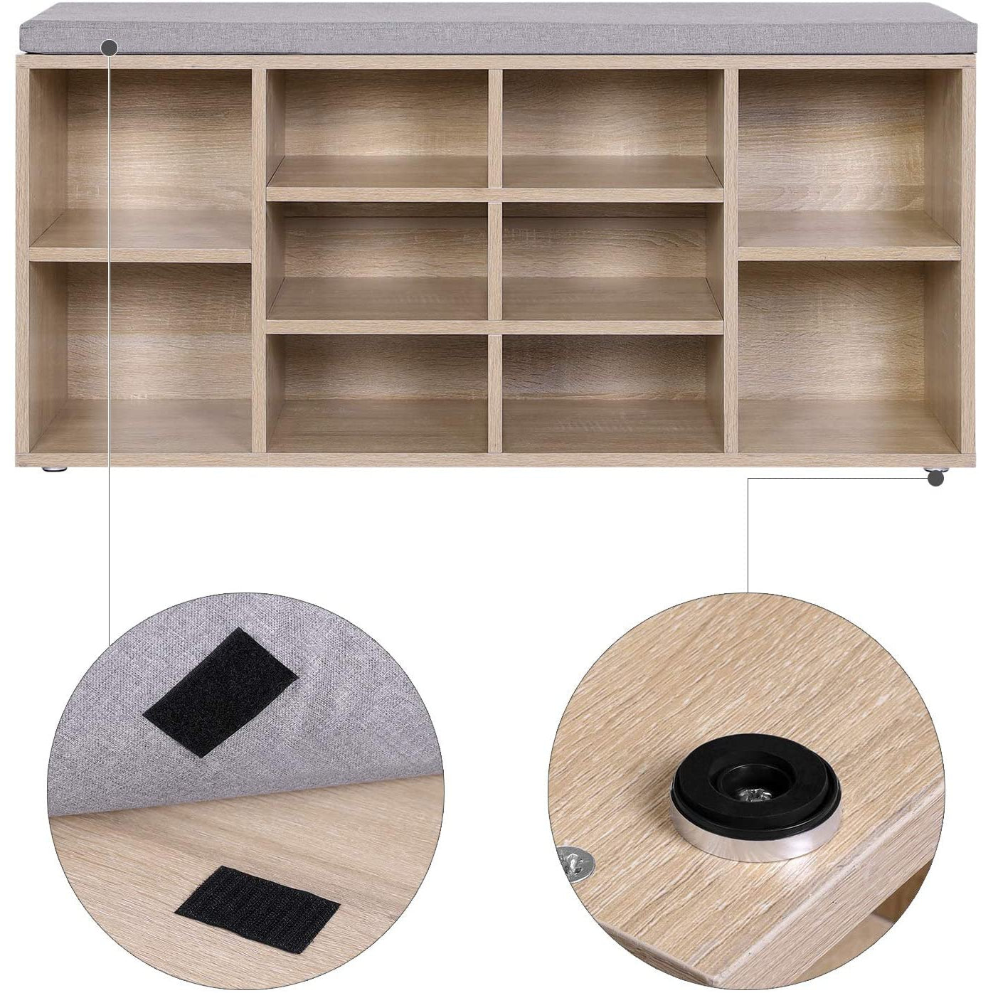 Nancy's Nowra Schoenenbank - Schoenenkast Met Bank -Opbergbank - Houtlook - ± 105 x 30 x 50 cm