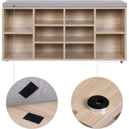 Nancy's Nowra Schoenenbank - Schoenenkast Met Bank -Opbergbank - Houtlook - ± 105 x 30 x 50 cm