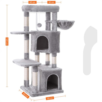 Nancy's Krabpaal Voor Katten - Kattenboom - Grijs - Inclusief Hangmat - 154cm Hoog