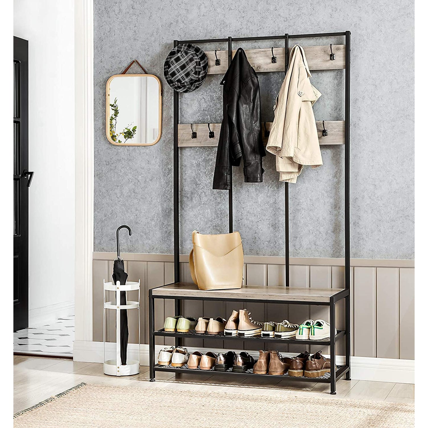 Nancy's Indian Head Park Industrial Wardrobe Rack with Coat Rack - Shoe Rack - 100 x 40 x 184 cm