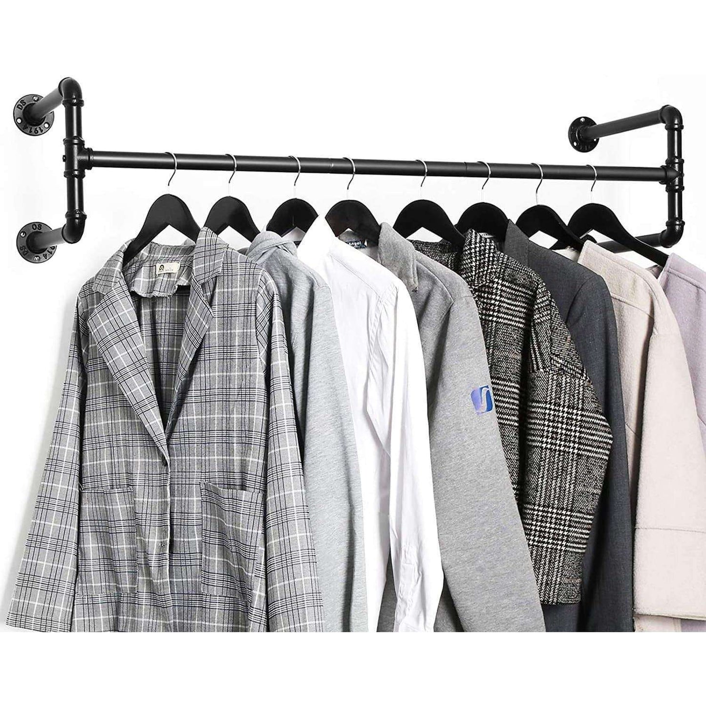 Porte-manteau industriel Nancy's Sonora - 2 tringles à vêtements au mur - Tringle à vêtements - Noir - 110 x 30 x 29,3 cm