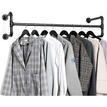 Nancy's Sonora Industrial Coat Rack - 2 Clothes Rails on the Wall - Clothes Rail - Black - 110 x 30 x 29.3 cm