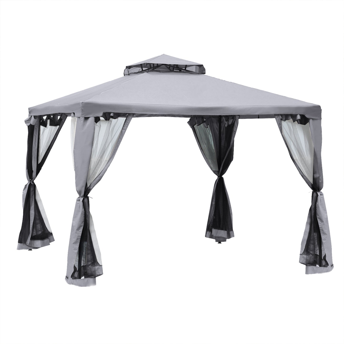 Nancy's Emmetsburg Tuinpaviljoen - Partytent - 4x Zijwanden - Polyester - Grijs -± 300 x 300 cm