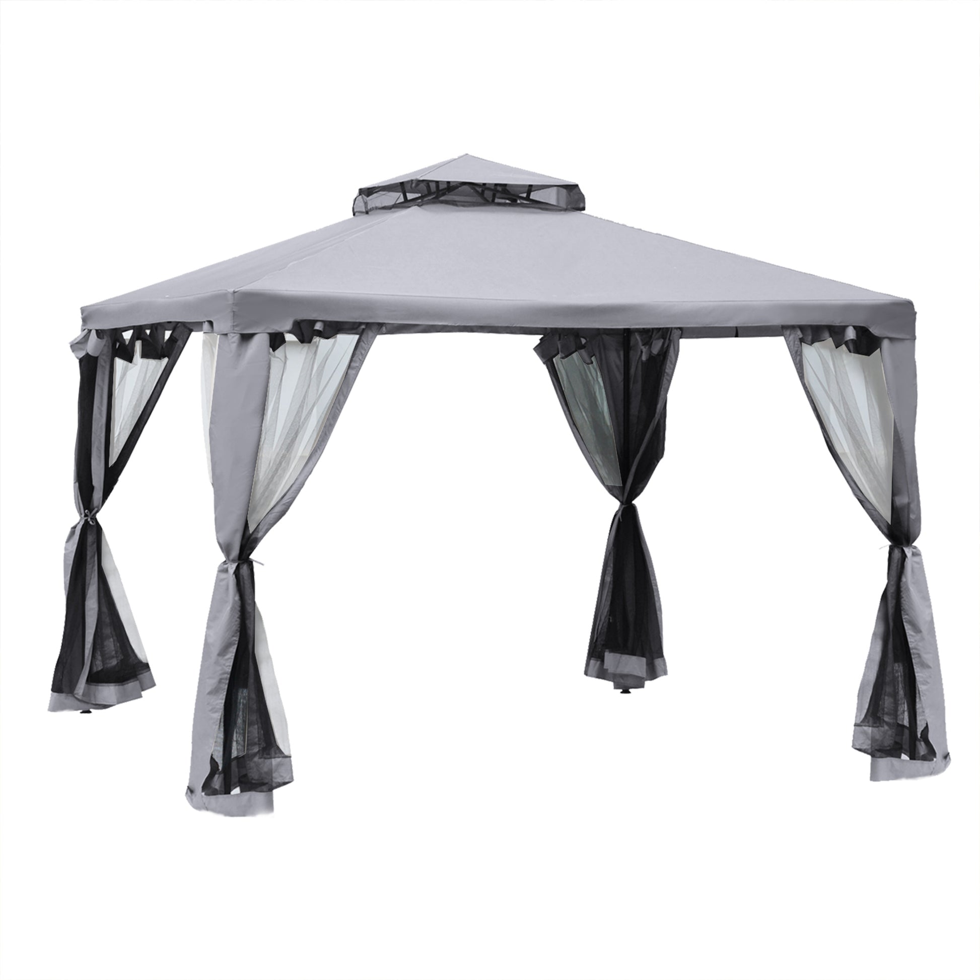 Nancy's Emmetsburg Tuinpaviljoen - Partytent - 4x Zijwanden - Polyester - Grijs -± 300 x 300 cm