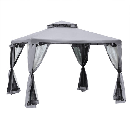 Nancy's Emmetsburg Tuinpaviljoen - Partytent - 4x Zijwanden - Polyester - Grijs -± 300 x 300 cm
