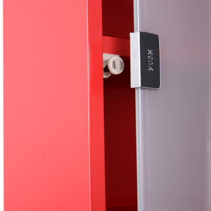 Nancy's Medicine Cabinet - Stainless Steel - Looking glass - Satin finished - Lock - 30 x 12 x 60 cm - Silver - Red 