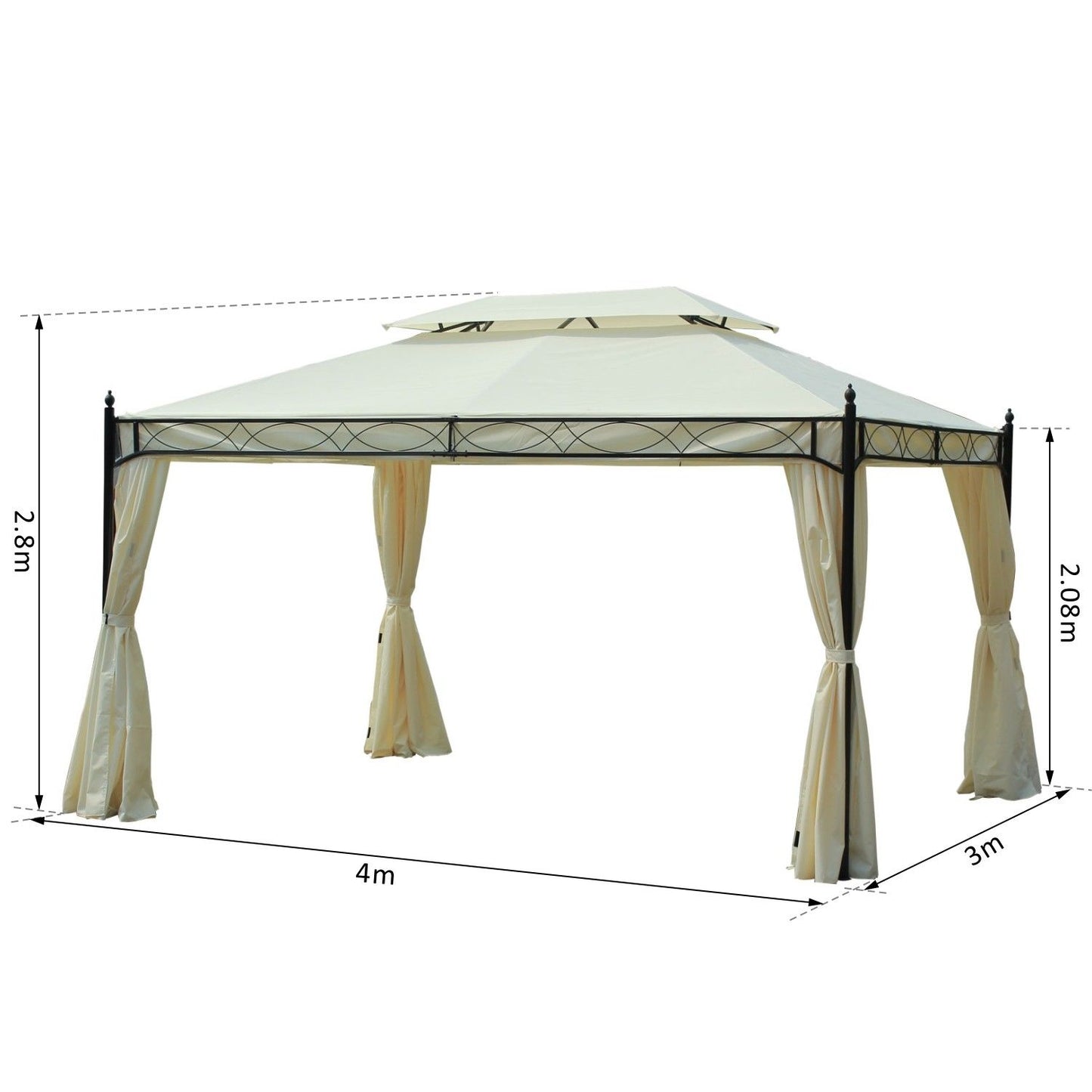 Nancy's Grand Haven Paviljoen - Partytent - Luxe - Zijwanden - Waterafstotend - Staal - Polyester - 300 x 400 cm