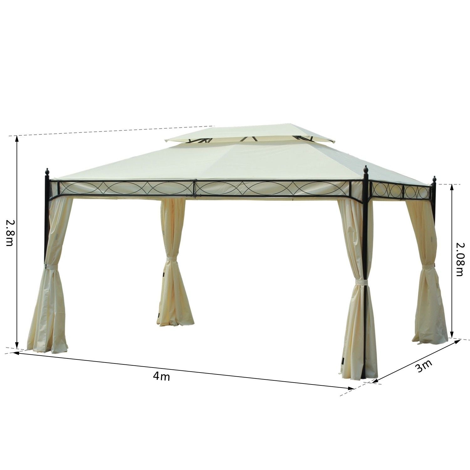 Nancy's Grand Haven Paviljoen - Partytent - Luxe - Zijwanden - Waterafstotend - Staal - Polyester - 300 x 400 cm