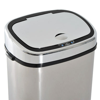 Nancy's Camarillo Trash Can - 68L - Garbage Bin - Automatic Garbage Bin - Motion Sensor - Stainless Steel - Silver - Black - 40.5 x 29.5 x 78 cm