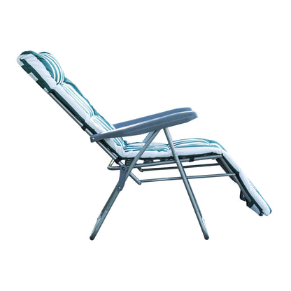 Chaises de jardin Nancy's Cary - Chaise longue - Lot de 2 - Pliable - 5 positions - Réglable - Vert - Blanc - 60 x 75 x 104 cm