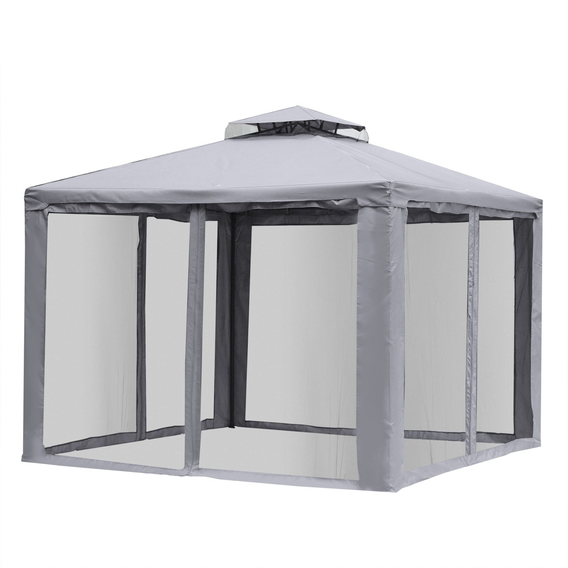 Nancy's Emmetsburg Tuinpaviljoen - Partytent - 4x Zijwanden - Polyester - Grijs -± 300 x 300 cm