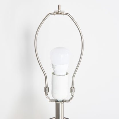 Nancy's Tooele Tafellamp - Staal/Glas/Linnen - 2 set - Wit/Zilver/Amber - 30 x 56 cm