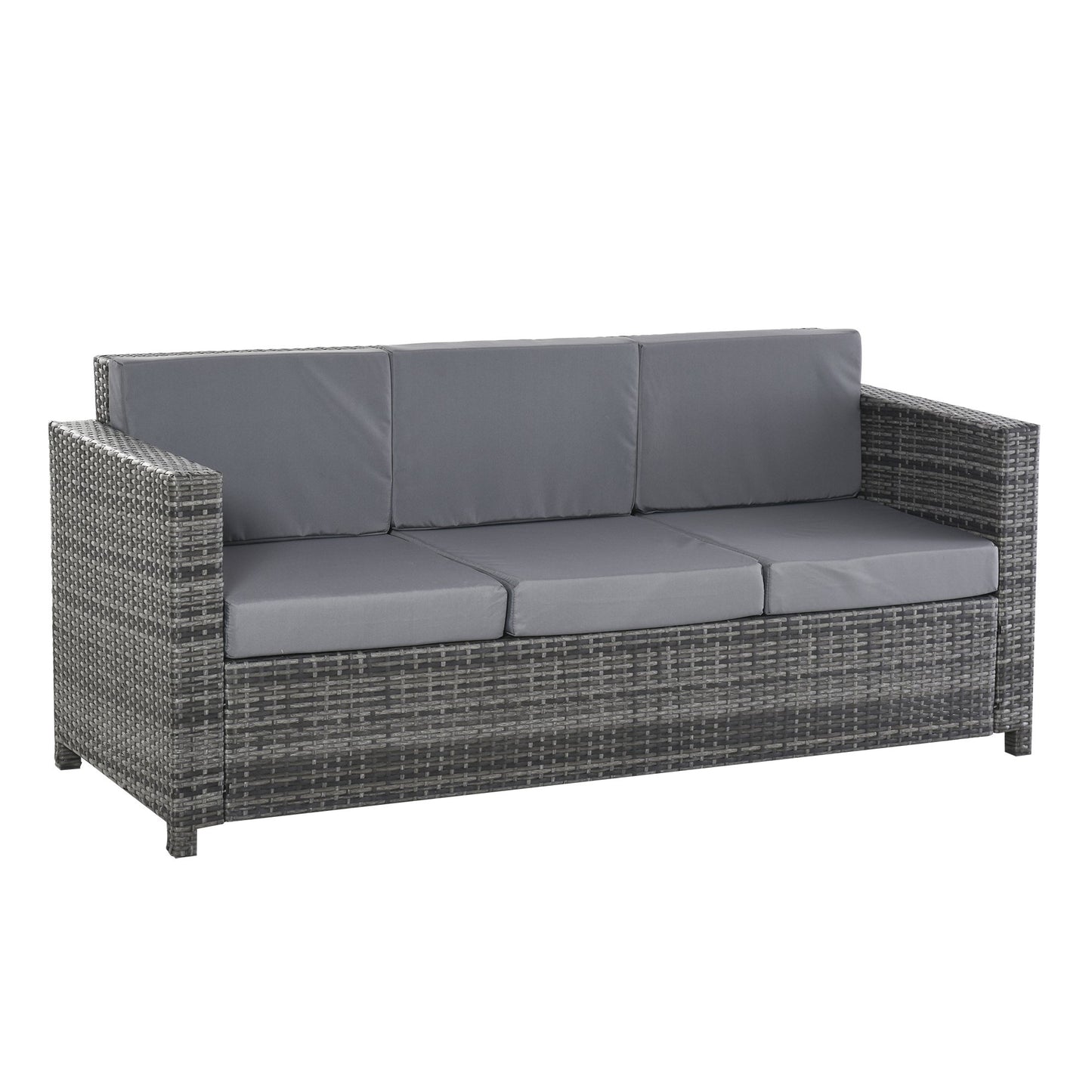 Nancy's Fort Atkinson Bank - 3-Zits Loungebank - Poly Rotan Bank - Metaal - Grijs
