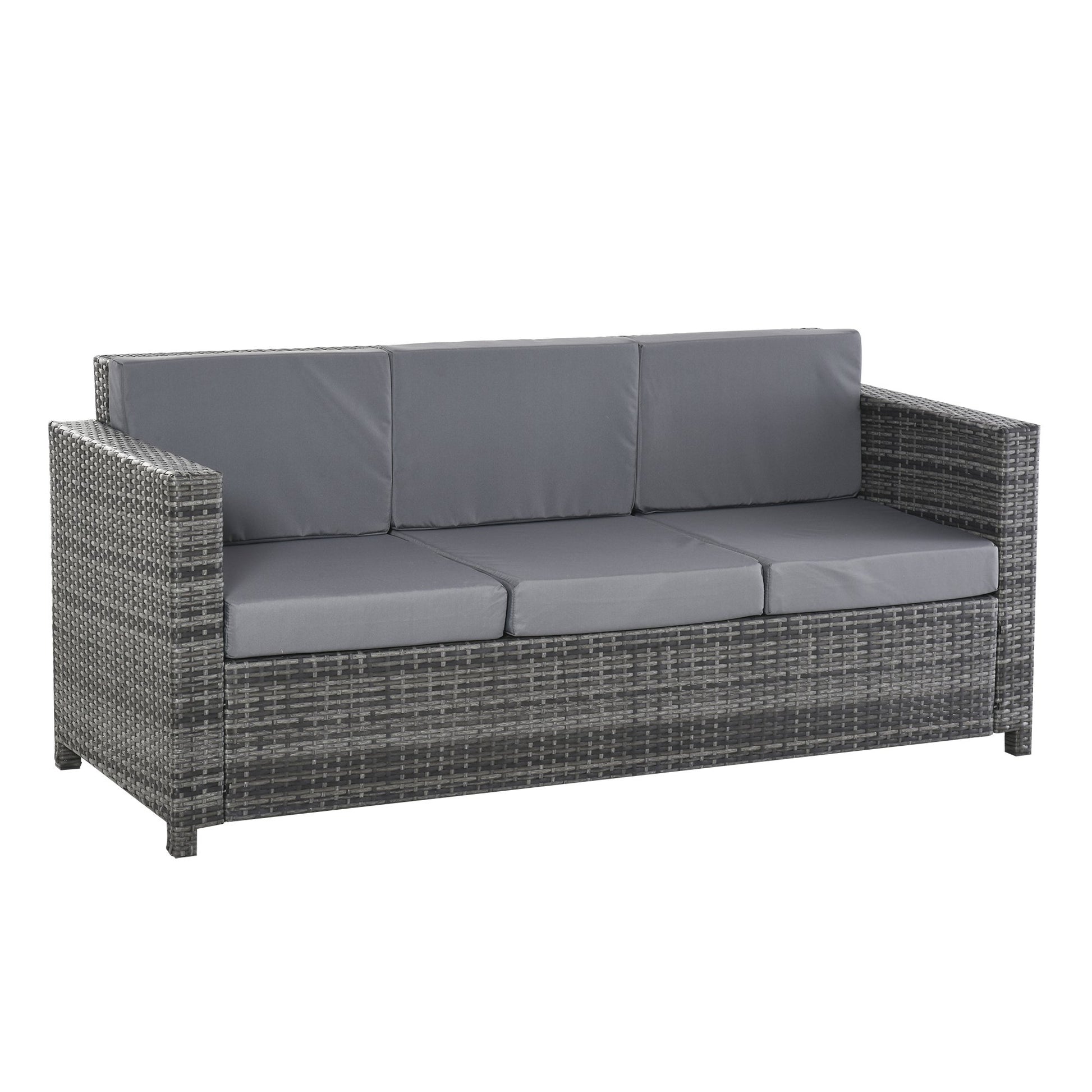 Nancy's Fort Atkinson Bank - 3-Zits Loungebank - Poly Rotan Bank - Metaal - Grijs