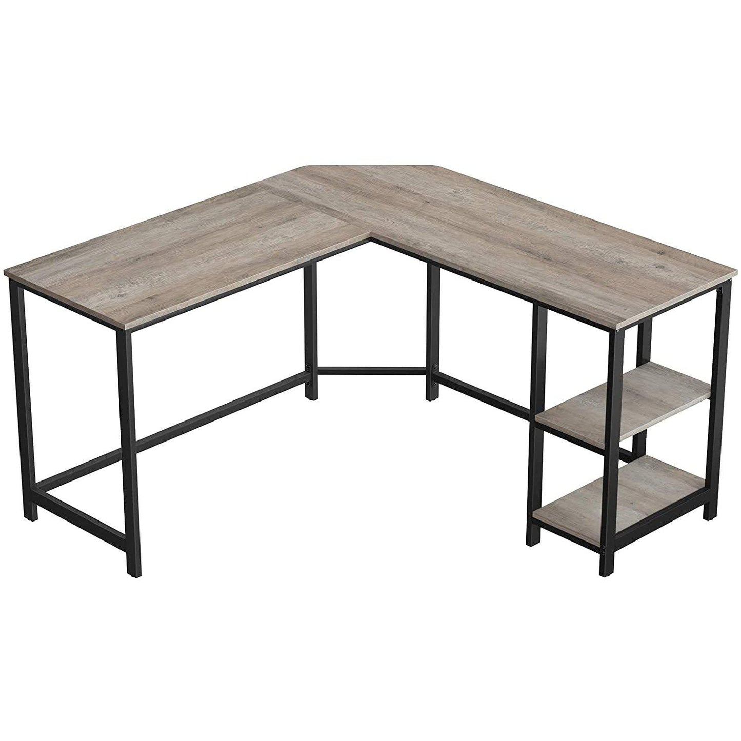 Nancy's Lenox Hill Hoekbureau - L-vormige Computertafel - Bureau - Grijs / Zwart - ± 140 x 140 x 75 cm